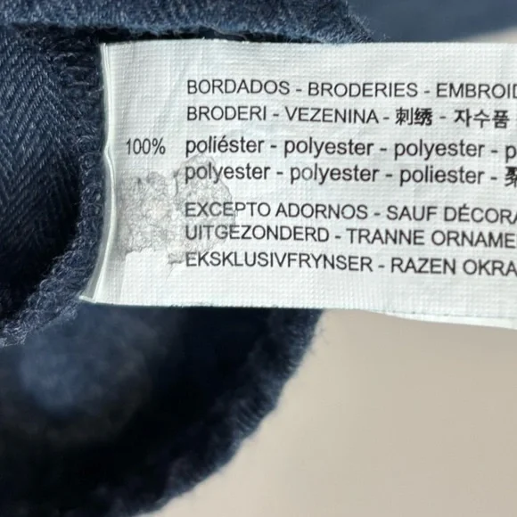 Zara ZRF Top Women's XS Blue Embroidered Chambray Baby Doll Bohemian Flawed - Picture 8 of 9